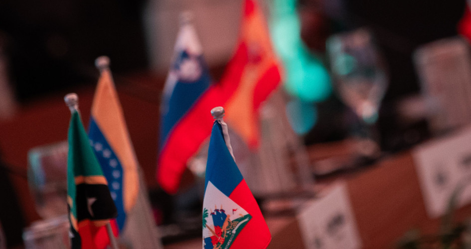 COP30 in Brazil, flags on the table