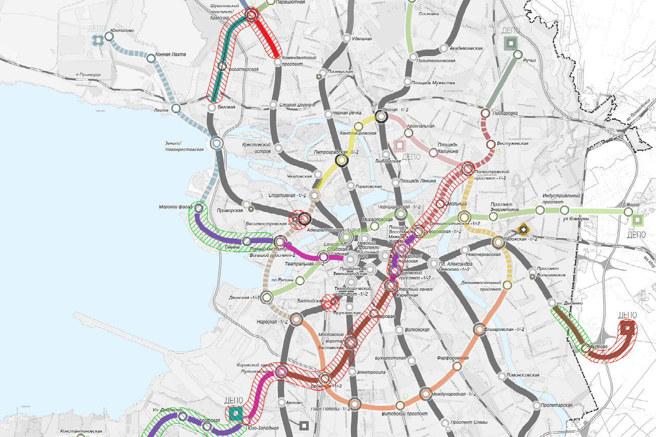 Схема метро спб с проектируемыми станциями