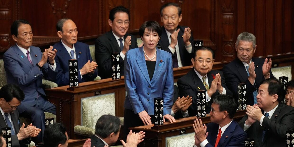 Новый премьер-министр Японии Санаэ Такаити во время внеочередной сессии нижней палаты парламента в Токио, Япония