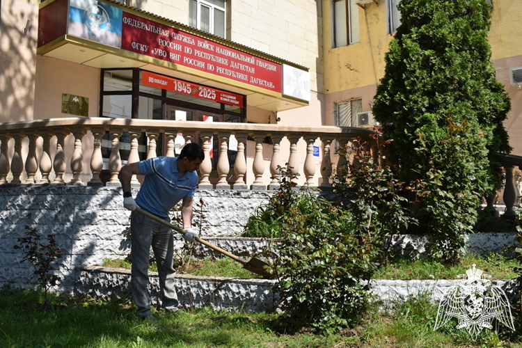 В Дагестане росгвардейцы приняли участие в общереспубликанском субботнике 