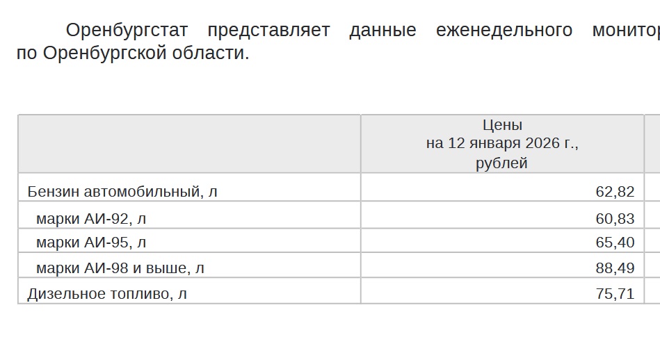 Стабильный рост: В Оренбургской области стоимость бензина за 2025 год увеличилась на 5,1%, а дизельного топлива на 10,3%