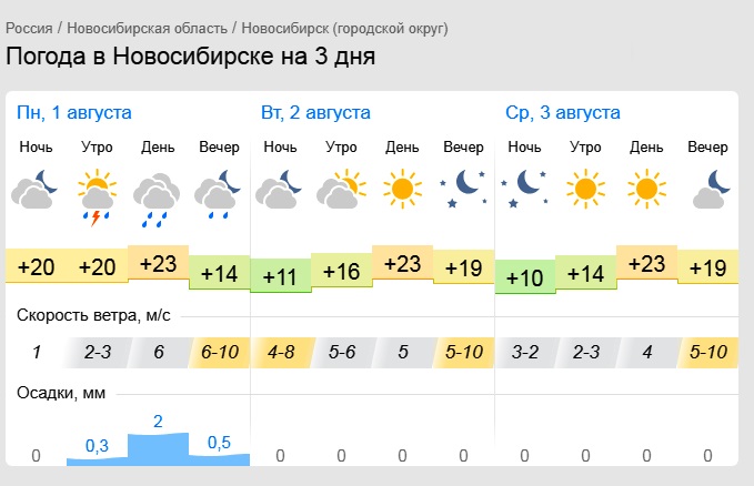 Погода в Новосибирске в августе 2024 - точный прогноз …