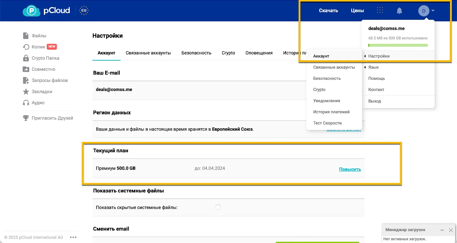 500 ГБ облачного хранилища pCloud на 3 месяца бесплатно
