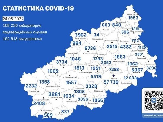 Карта распространения коронавируса в тверской области на сегодня по городам и районам