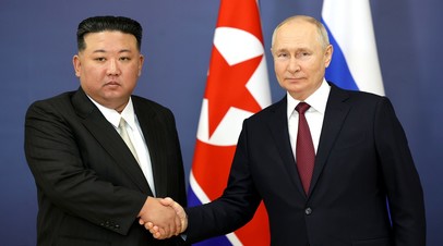 Лидер КНДР Ким Чен Ын и президент РФ Владимир Путин