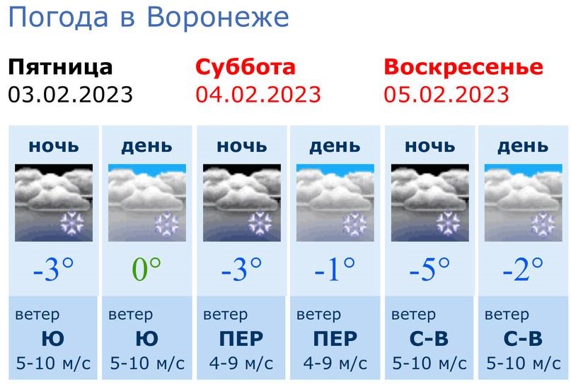 Погода в воронеже на 3