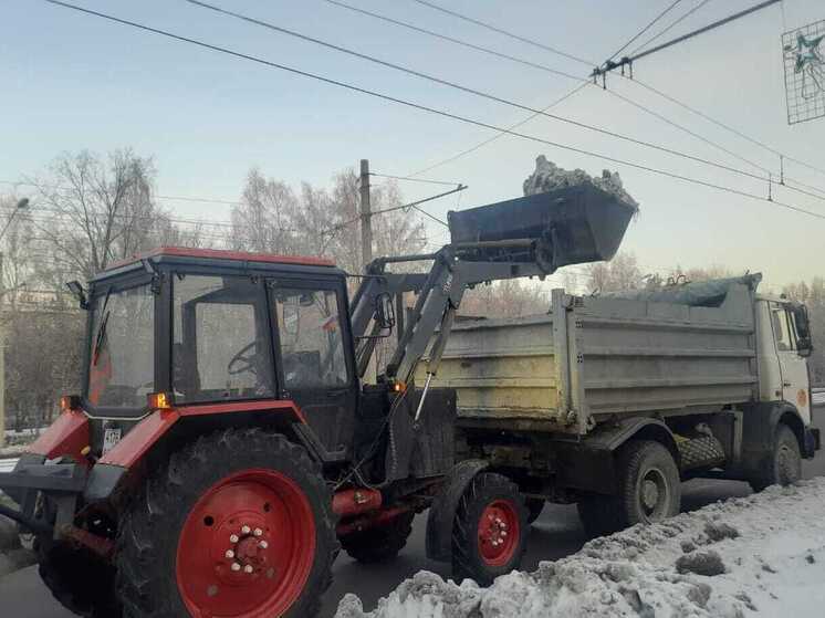 Коммунальные службы и дорожники борются с гололедом на улицах Барнаула