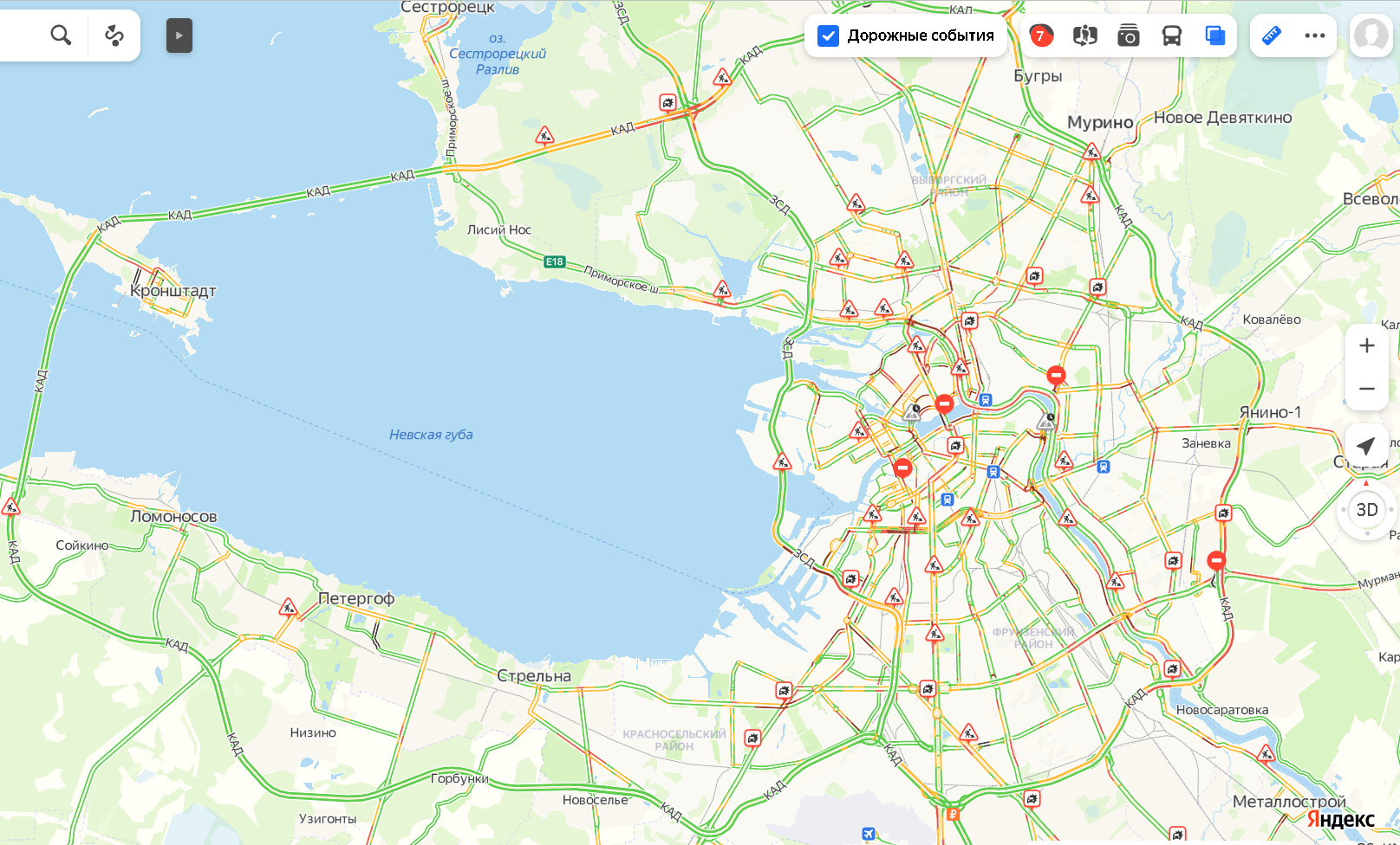 Карта костромы с пробками на дорогах