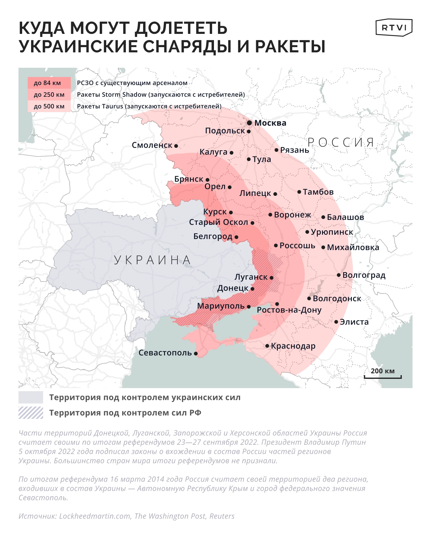 Карта дальности ракет украины