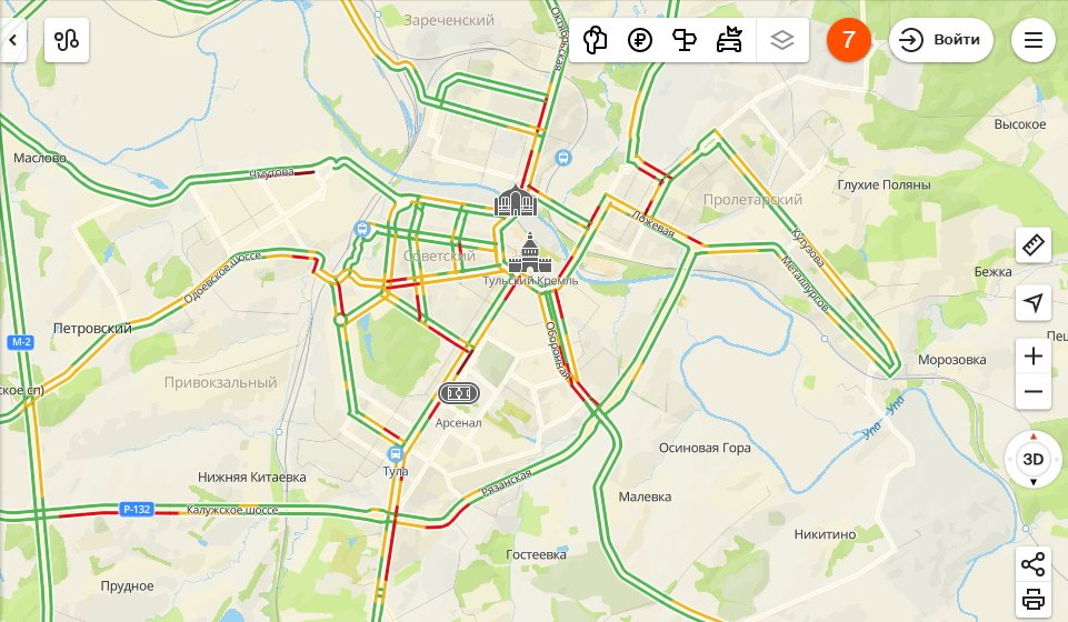 Пробки в туле сейчас
