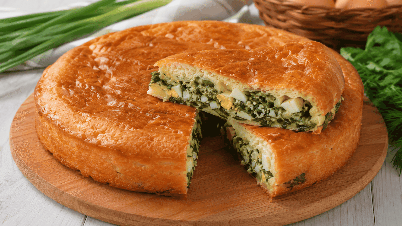 Этот открытый пирог с зеленью и яйцом покоряет ...
