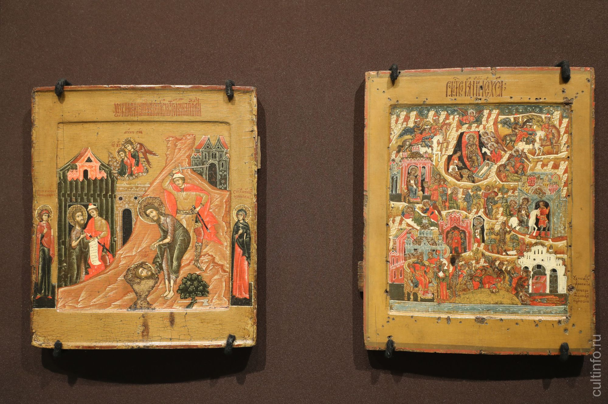 Выставка «Музей и судьбы». Икона Усекновение головы Иоанна Предтечи. Середина XVII в. Икона Рождество Христово. Середина XVII в.