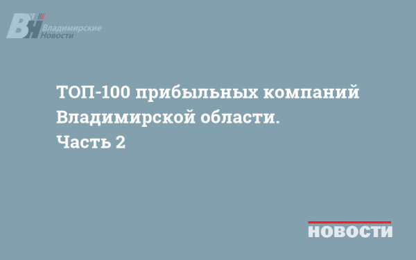ТОП-100 прибыльных компаний Владимирской области. Часть 2
