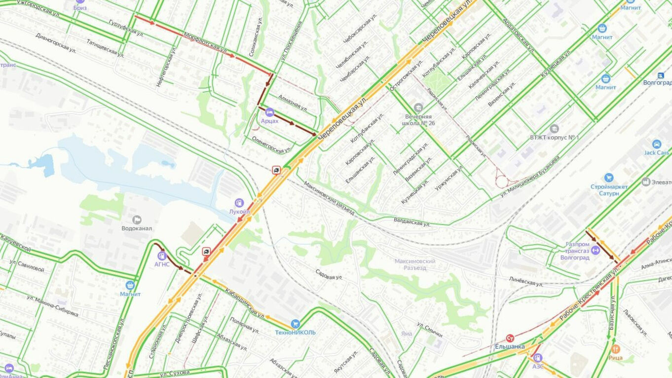 Волгоград пробки на дорогах сейчас карта