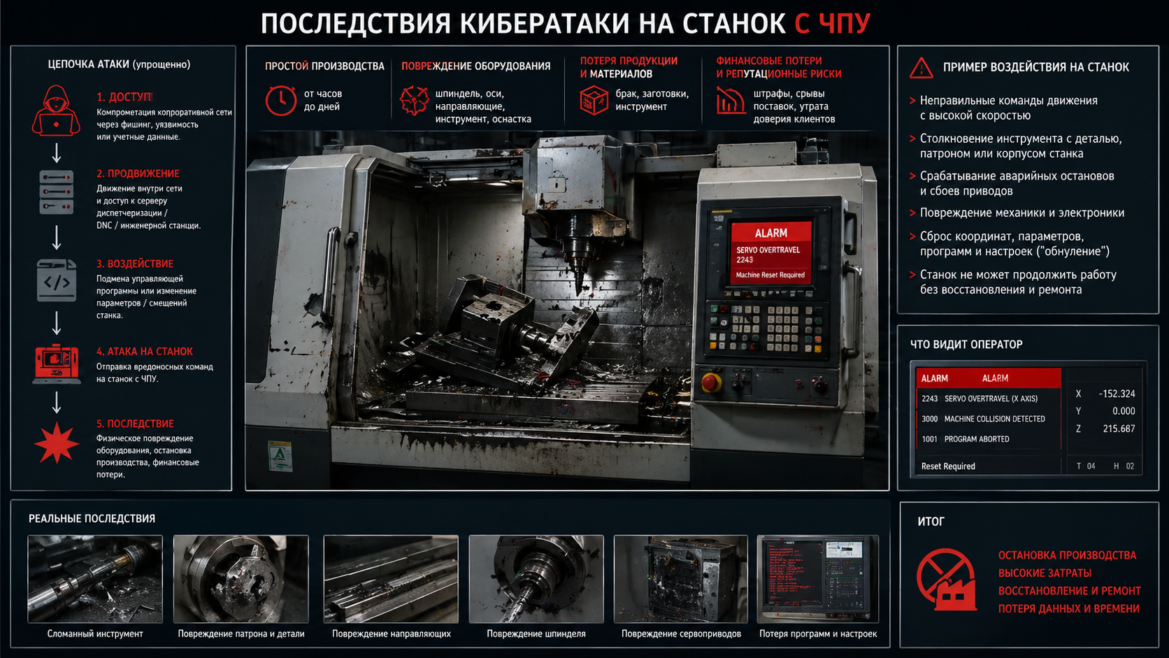 Физические последствия от атак на станки с ЧПУ