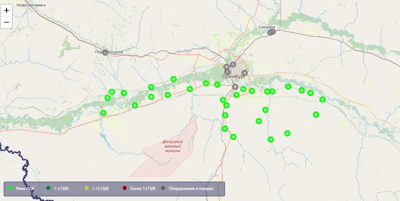 Скриншот карты экомониторинга, 24.11.2025