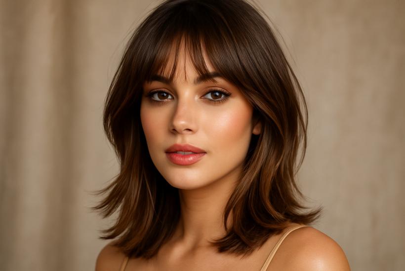 Девушка со стрижкой с челкой