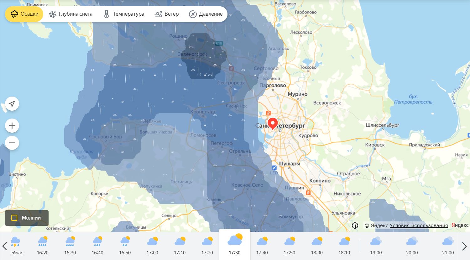 Карта погоды ленинградской области онлайн в реальном времени
