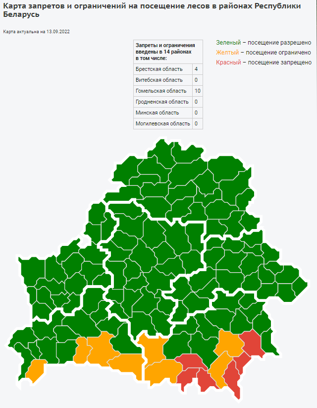 Карта запретов на посещение лесов