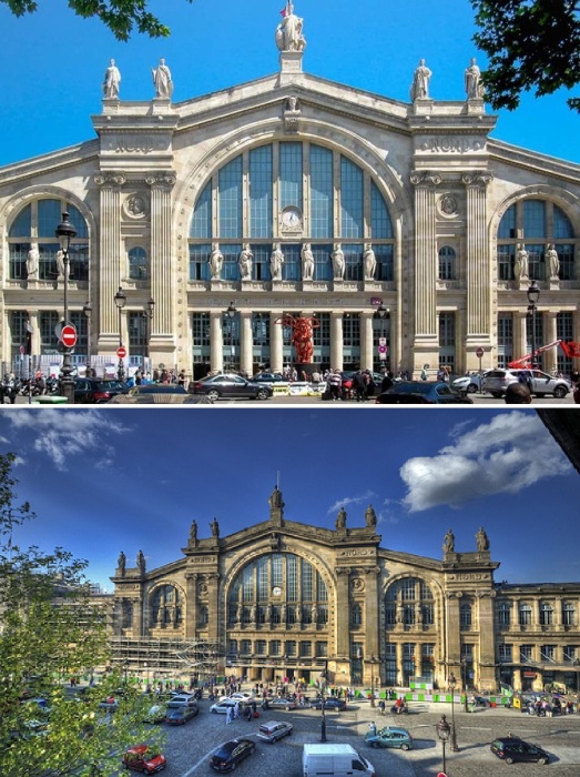 Стеклянные фасады – впечатляющий элемент любого железнодорожного вокзала (Северный вокзал Парижа, Франция). 