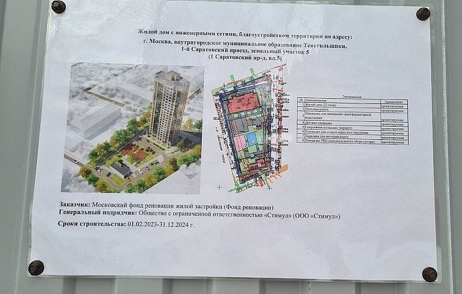 В сети опубликовали проект будущего дома по реновации в 1-м Саратовском проезде в Текстильщиках