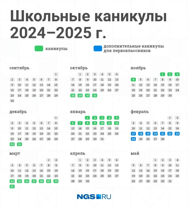 Школьные каникулы 2024 2025 учебный год календарь