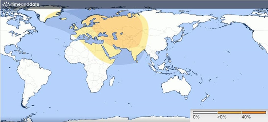 Карта солнечного затмения