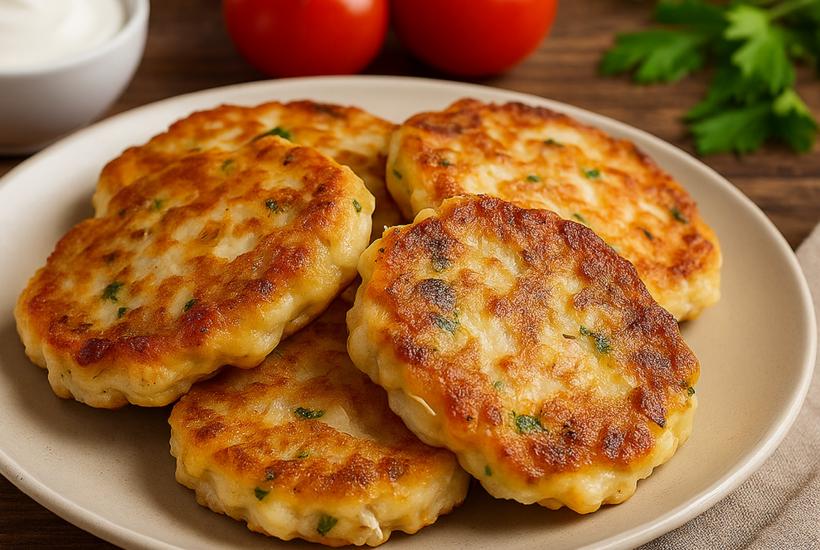 Лепешки с курицей и сыром