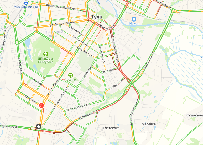 38 маршрут тула на карте