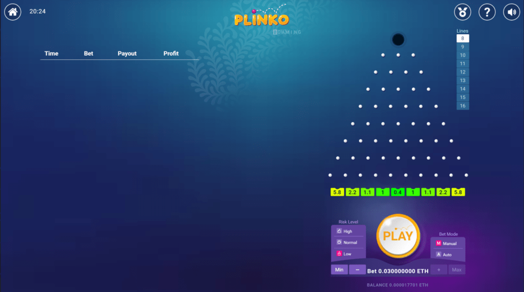 Plinko на EthPlay