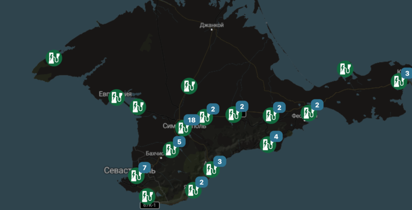 Карта заправок для электромобилей в россии