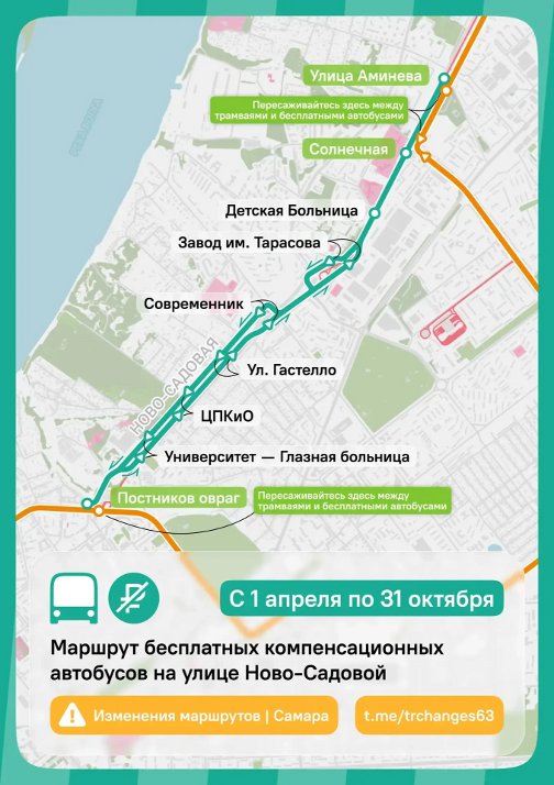 схема движения бесплатных автобусов по ново-садовой в самаре