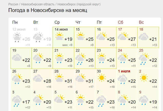 Погода на июнь 2024 года юрга