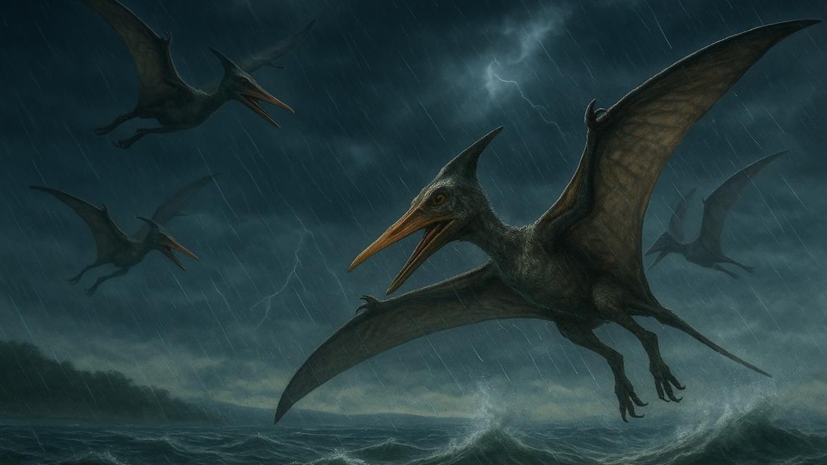 Птерозавры во время шторма