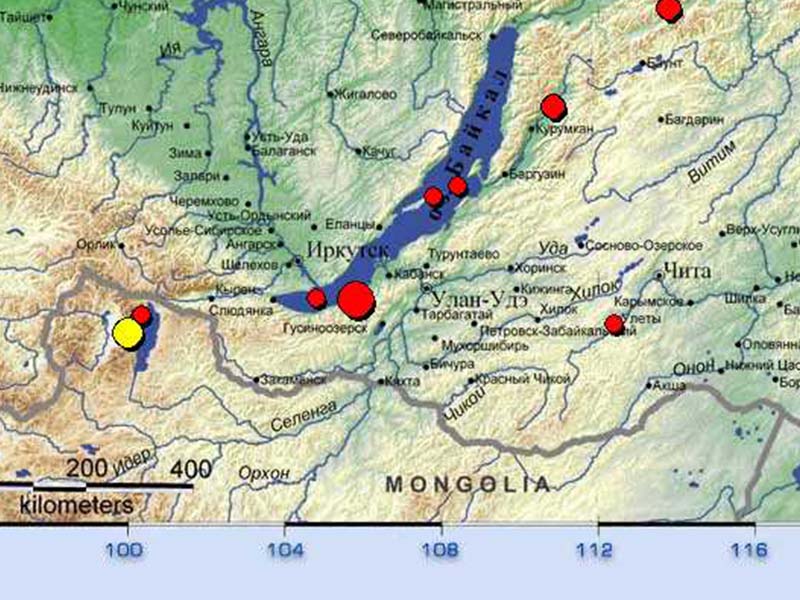 Карта землетрясения в иркутской области