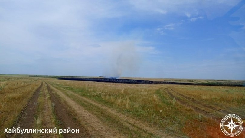 В районе Башкирии загорелась сухая трава