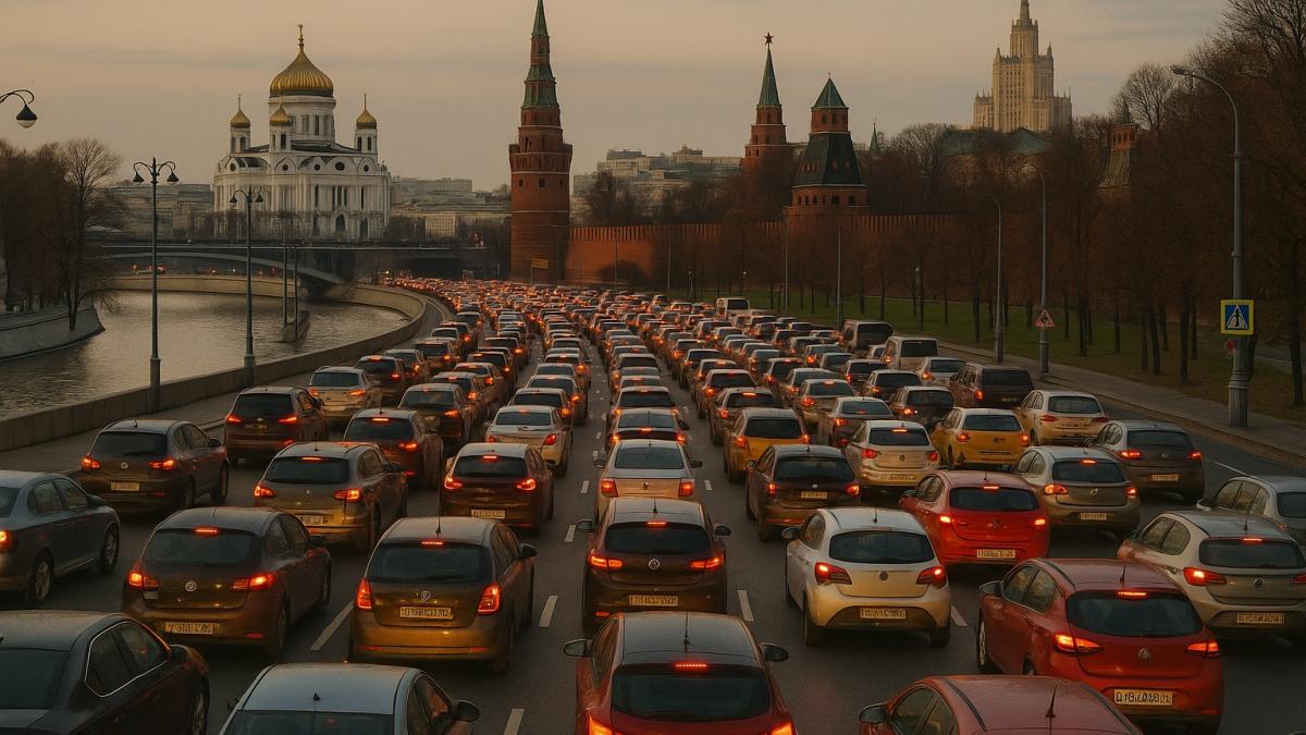 Пробка у Кремля в Москве