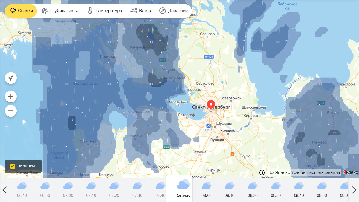 Карта и осадков москва онлайн