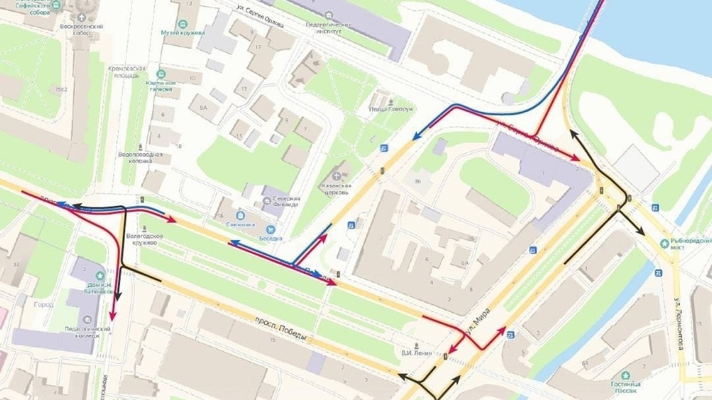 Как доехать до нового моста. Новая схема движения с Октябрьского моста в Вологде. Вологда новая схема движения по Октябрьскому мосту. Схема движения Вологда Октябрьский мост. Схема движения в центре Вологды новая.