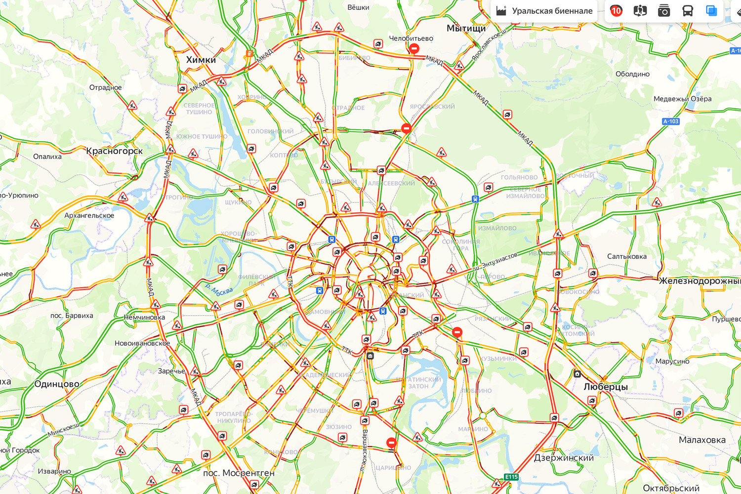 карта пробок москвы