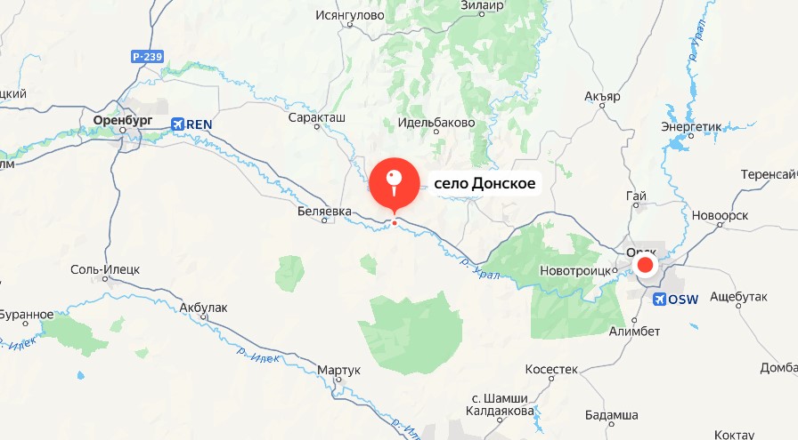 Донское на Яндекс-карте