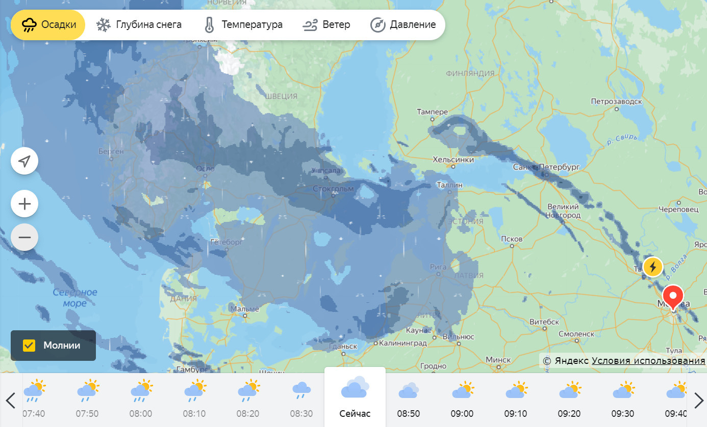 Погода санкт петербург карта осадков онлайн