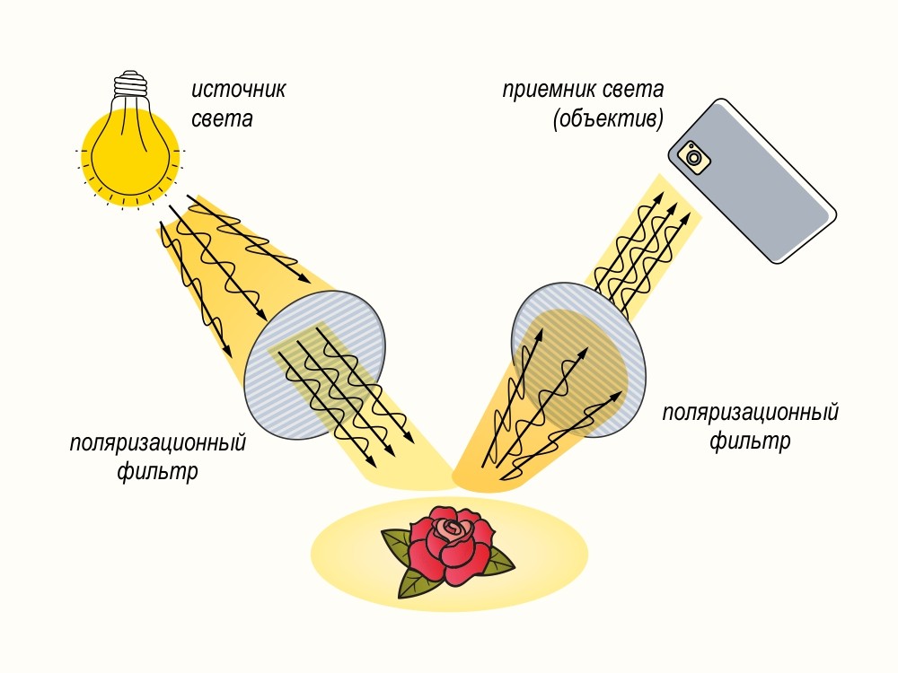 совместное использование поляризационных фильтров на источнике и камере