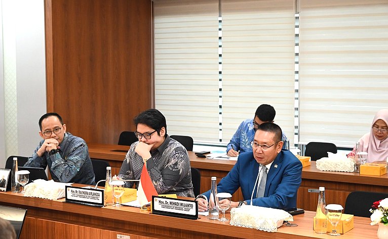 Сенаторы провели переговоры с Равиндрой Аирлангой и председателем Группы дружбы Совета народных представителей Республики Индонезии с нижней палатой российского парламента Вихади Виджаянто