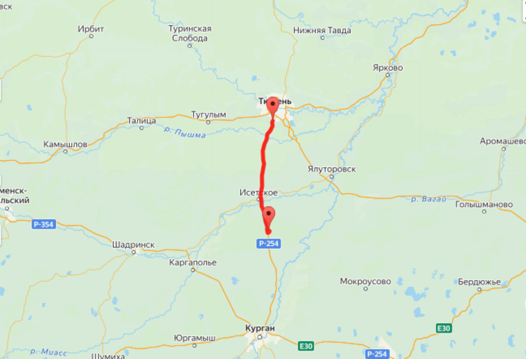 Карта тюмень екатеринбург на карте
