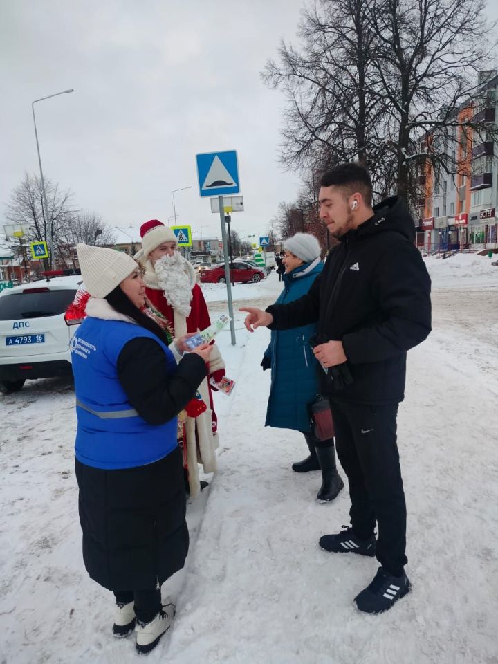 В Агрызе госавтоинспекторы поздравили жителей с наступающим Новым годом