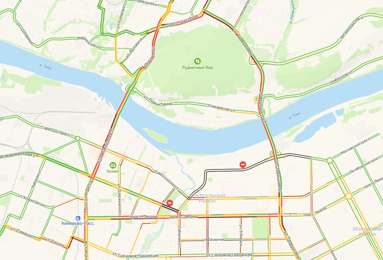 Пробки кемерово онлайн сейчас карта