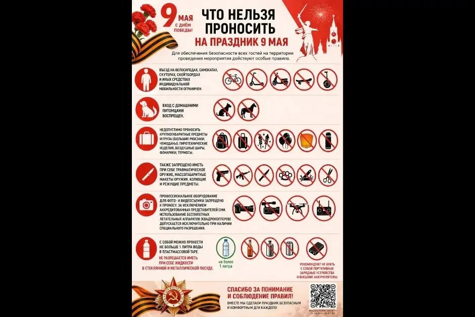 Список запрещенных предметов. Изображение предоставлено ГУ МВД по региону
