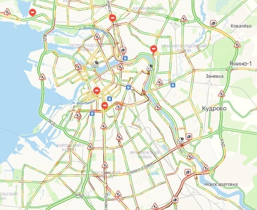 Пробки на дорогах спб в реальном