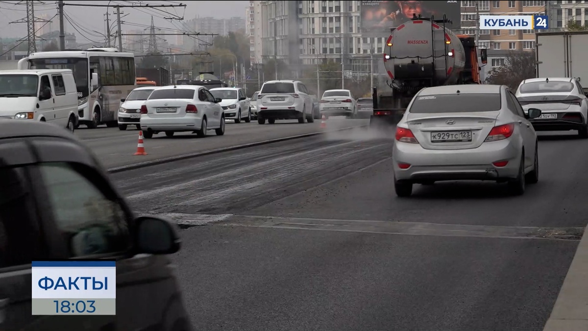 Из-за ямочного ремонта на Северном мосту в Краснодаре образовались пробки